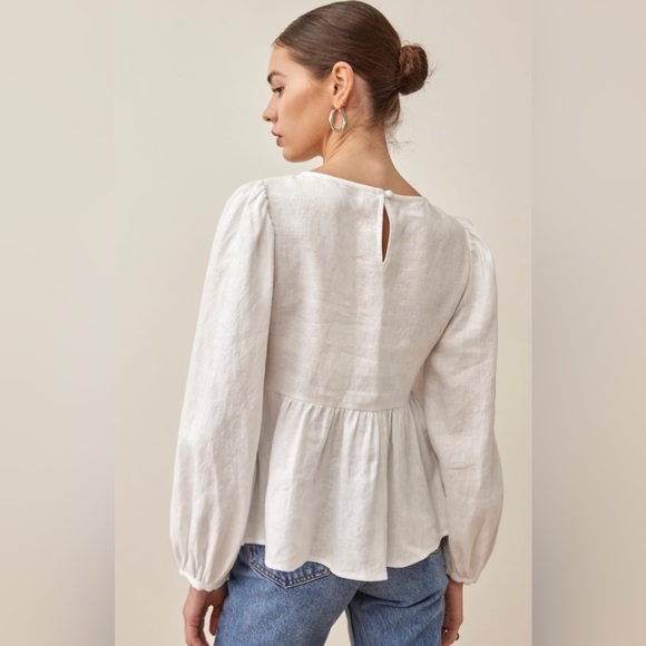 NWOT Reformation Rumi Linen Top in White - Picture 3 of 11